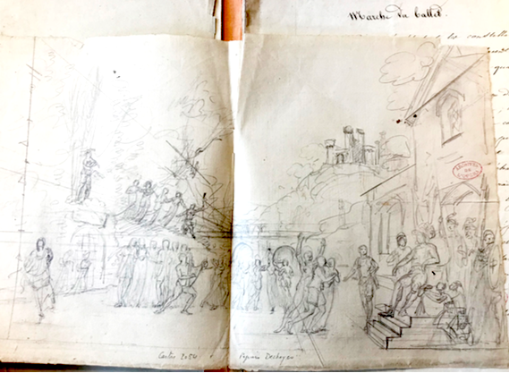 Croquis chorégraphique, Fonds A.J.J. Deshayes, BnF-Opéra, Paris. Croquis chorégraphique, Fonds A.J.J. Deshayes, BnF-Opéra, Paris.